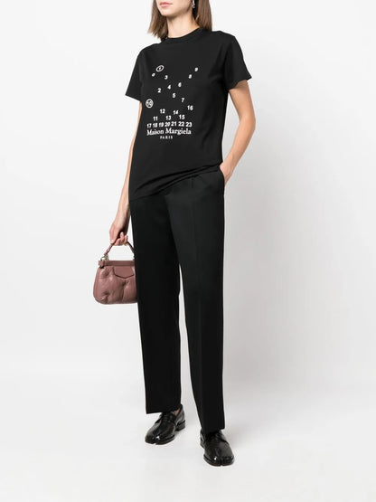 Numbers-Motif Cotton T-Shirt