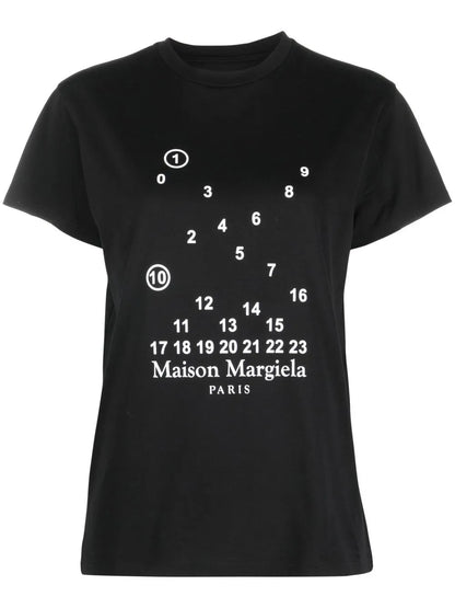 Numbers-Motif Cotton T-Shirt