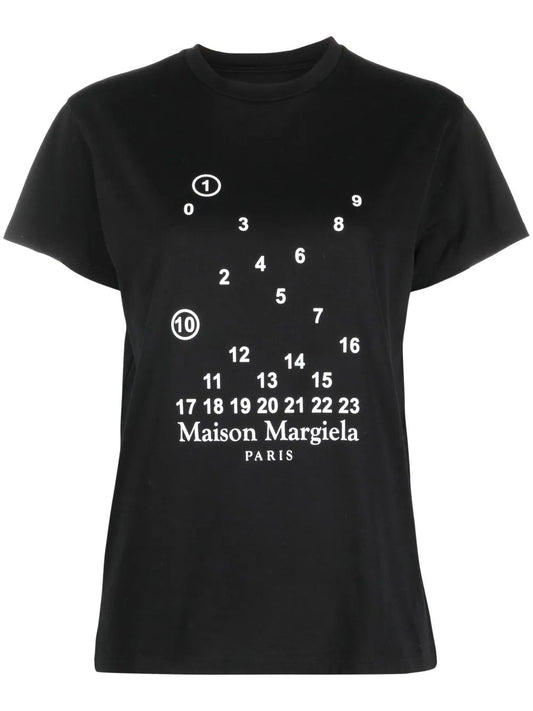 Numbers-Motif Cotton T-Shirt