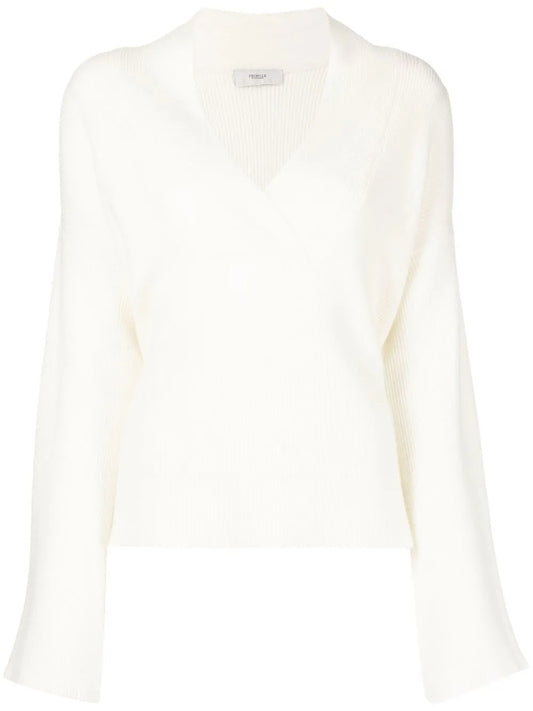 Ribbed-Knit Shawl-Neck Jumper