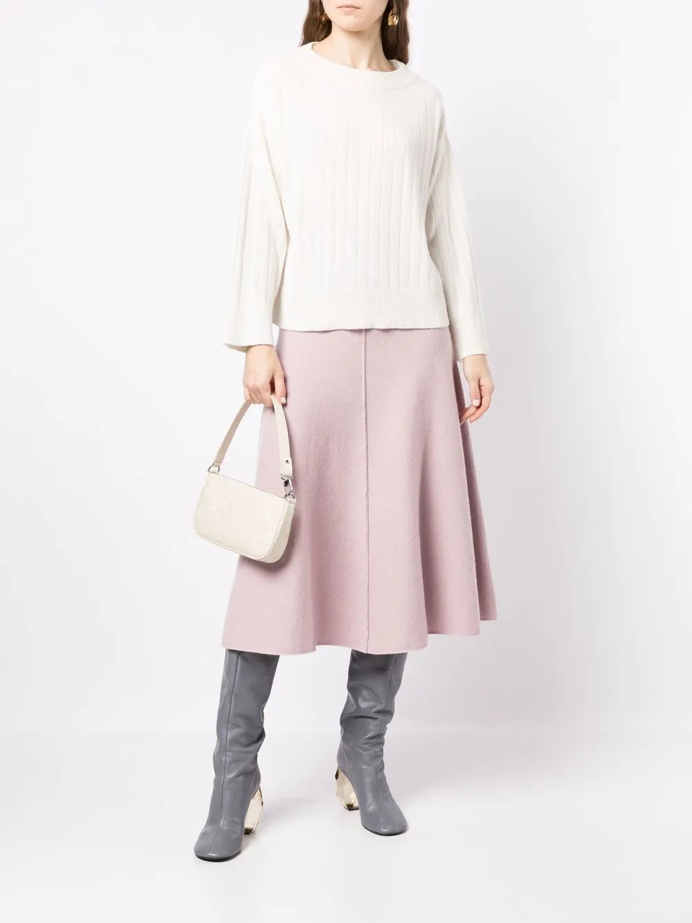 Wide-Neck Ribbed-Knit Jumper