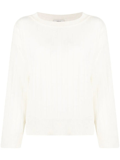 Wide-Neck Ribbed-Knit Jumper