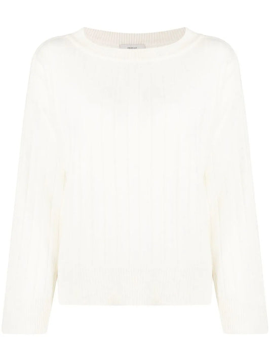 Wide-Neck Ribbed-Knit Jumper