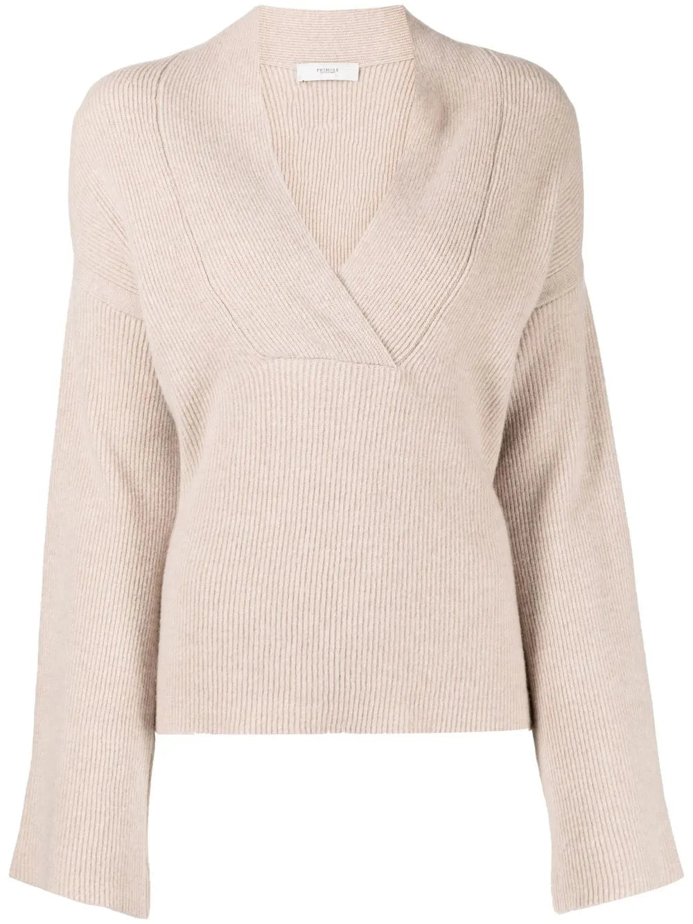 Ribbed-Knit Shawl-Neck Jumper