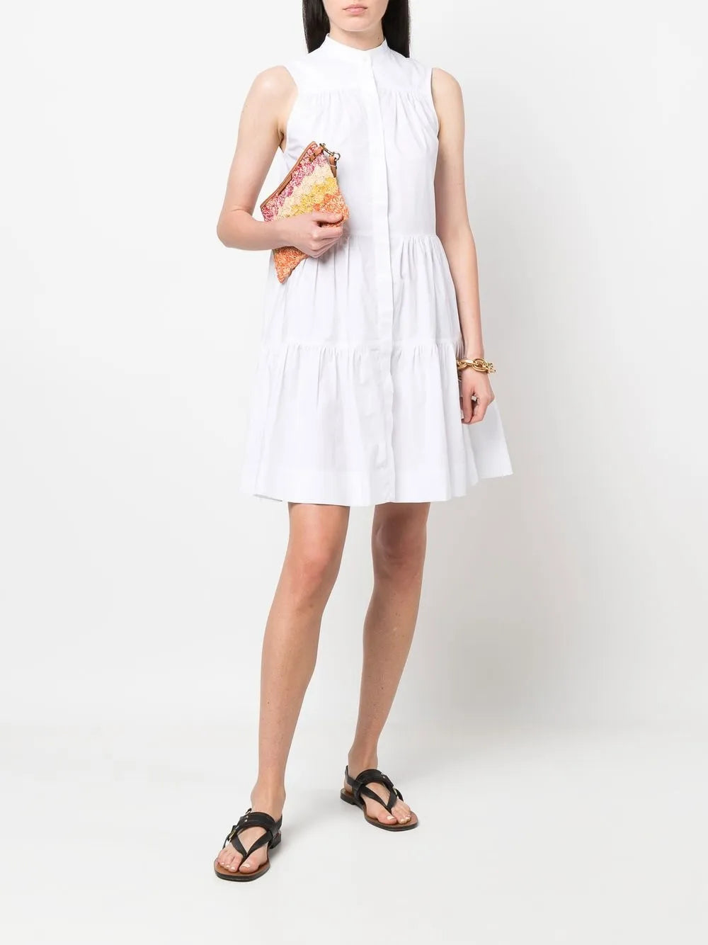 Tiered Cotton Shirtdress