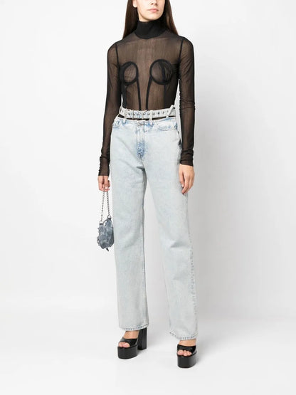 High Neck Mesh Top