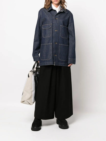 Contrast-Stitch Denim Jacket