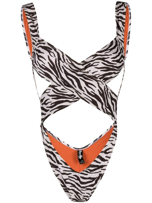 Leopard-Print Crossover One-Piece