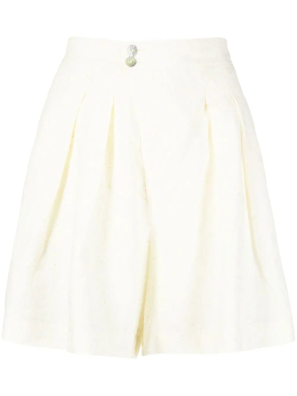 Pleat-Detail Buttoned Knee-Length Shorts