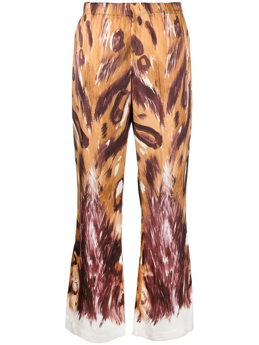 Graphic-Print Flared Trousers