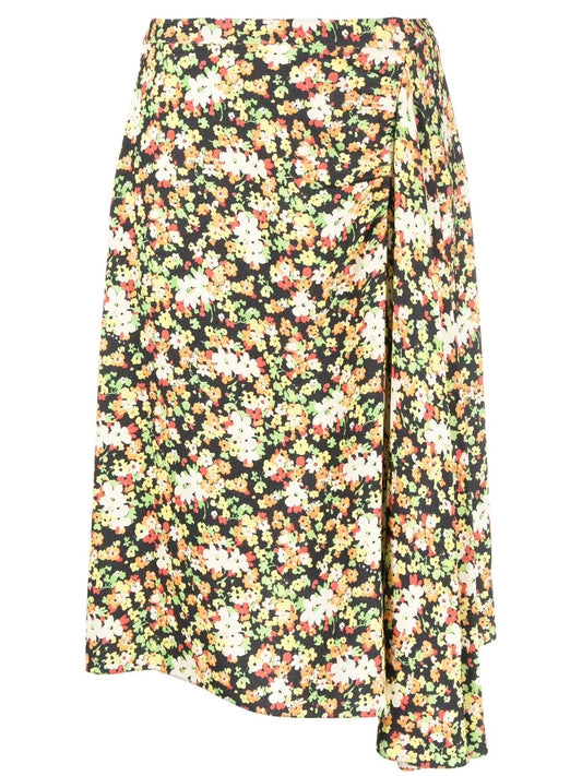 Floral-Print A-Line Skirt