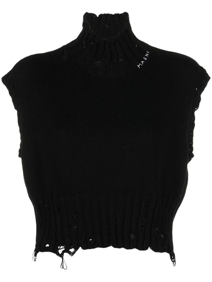 Distressed Cropped Vest