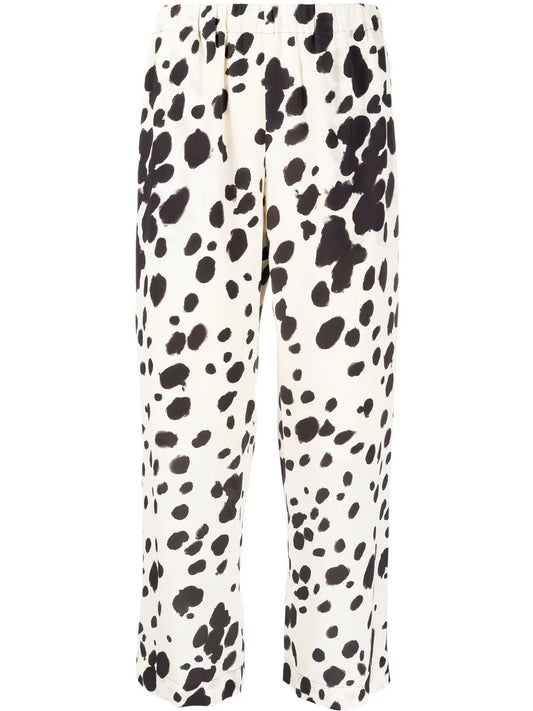 Cow-Print Cropped Trousers