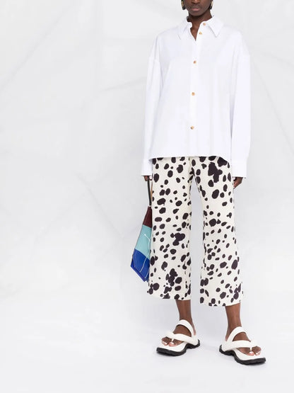 Cow-Print Cropped Trousers
