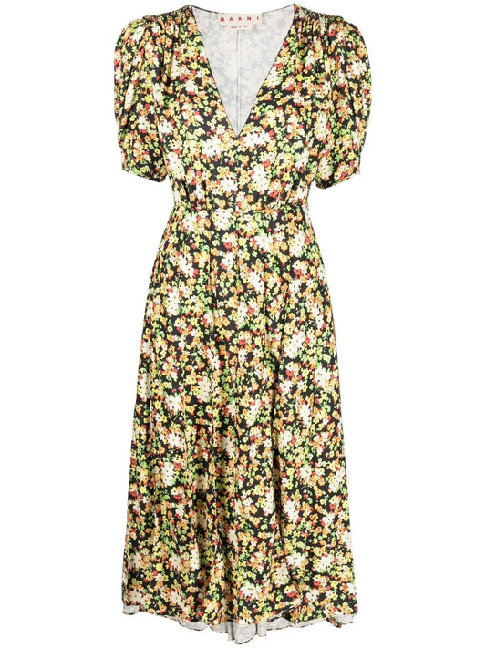 Floral-Print Midi Dress