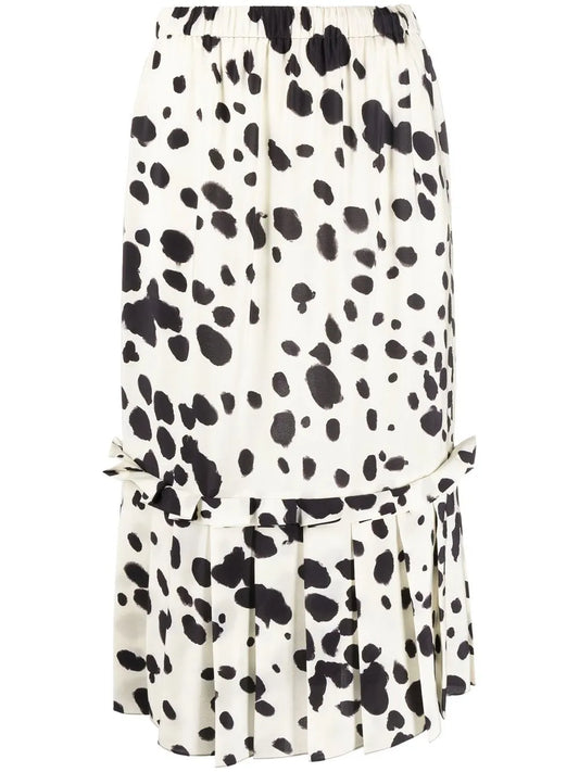 Spotted Silk Midi Skirt