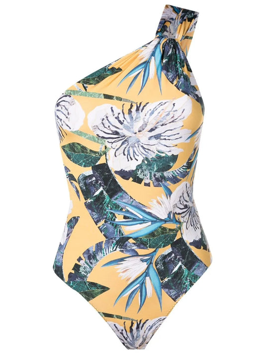 Asymmetric Floral-Print Swimsuit