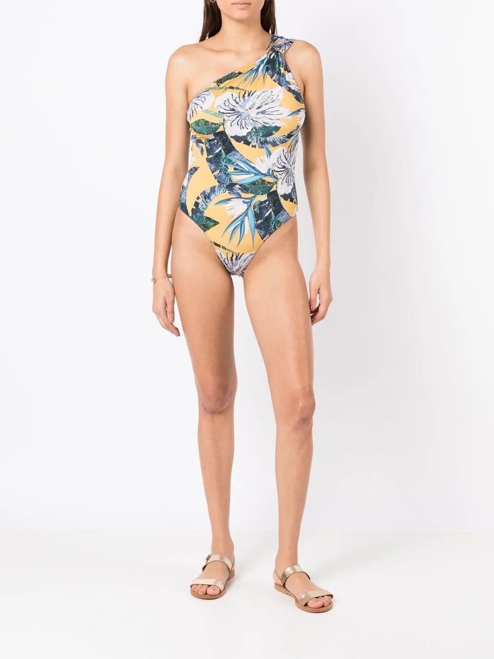 Asymmetric Floral-Print Swimsuit