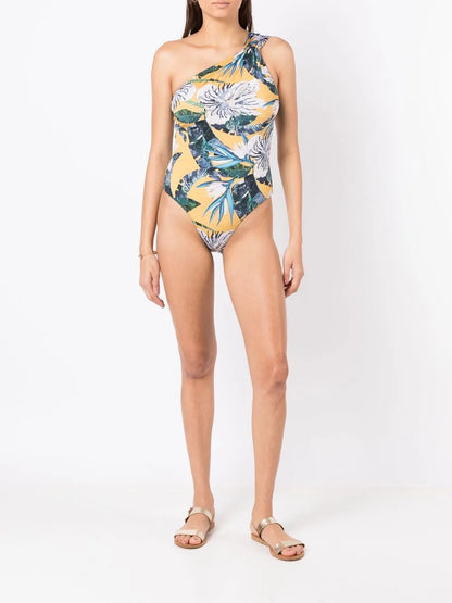 Asymmetric Floral-Print Swimsuit
