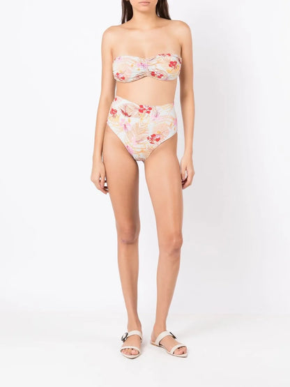 Floral-Print Bandeau Bikini Top