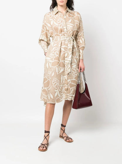 Graphic-Print Asymmetric Dress