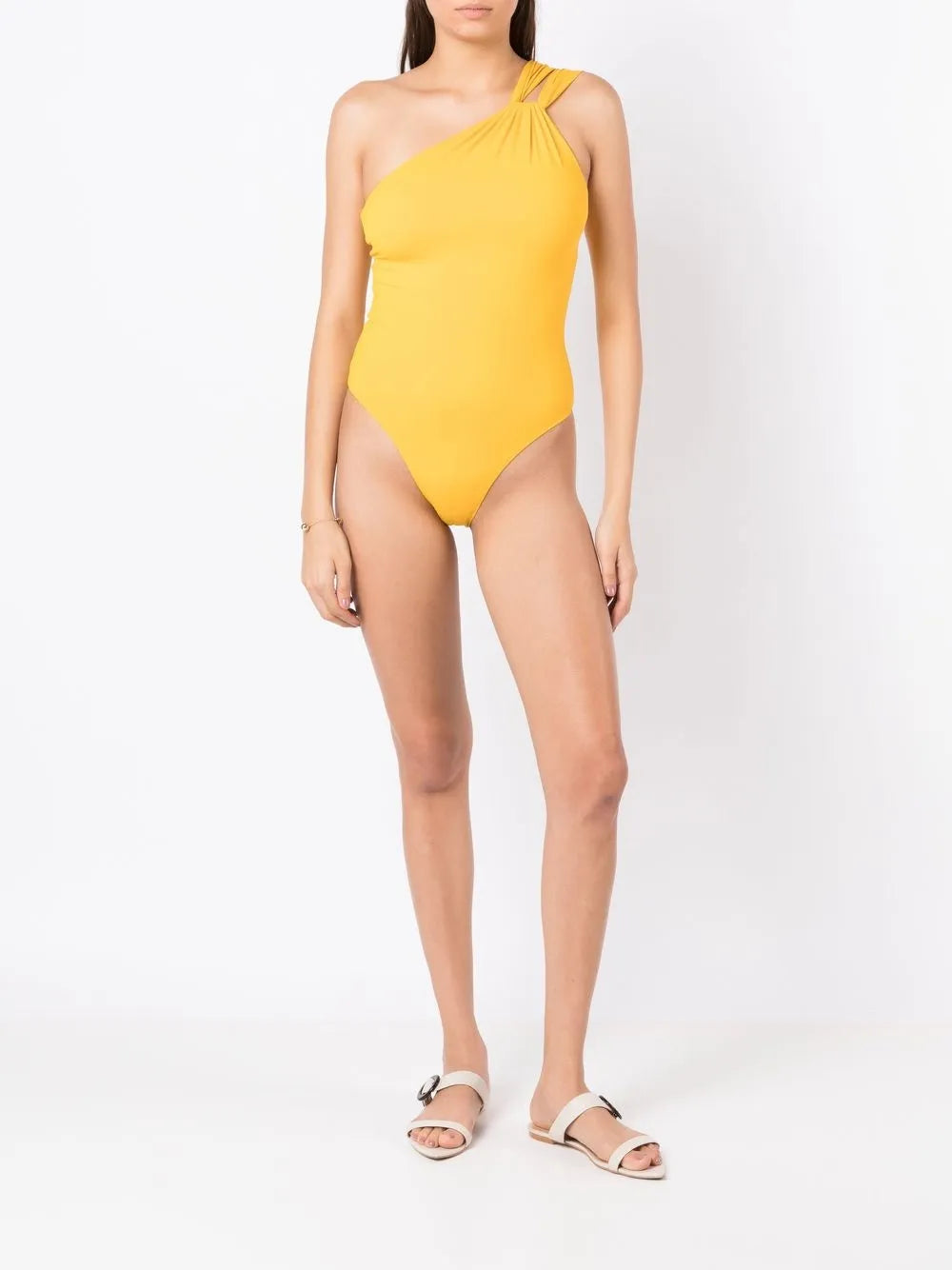 Asymmetric Ruched-Detail Swimsuit