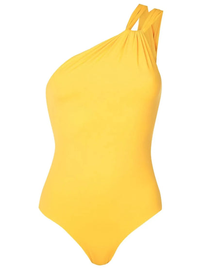 Asymmetric Ruched-Detail Swimsuit