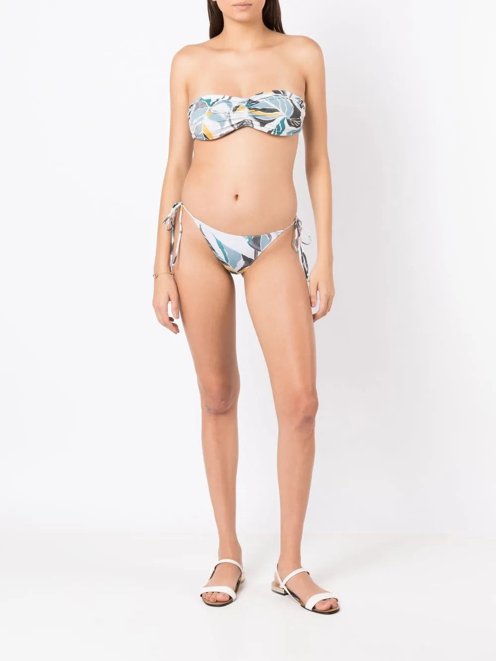 Leaf-Print Side-Tie Bikini-Bottoms
