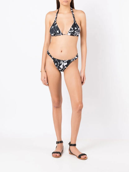 Halterneck Abstract-Pattern Bikini-Top