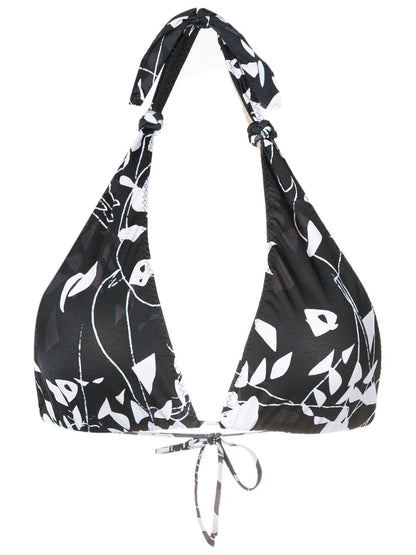 Halterneck Abstract-Pattern Bikini-Top