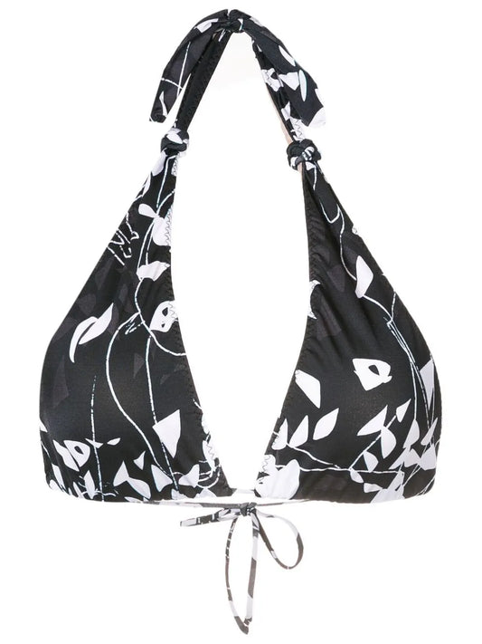 Halterneck Abstract-Pattern Bikini-Top