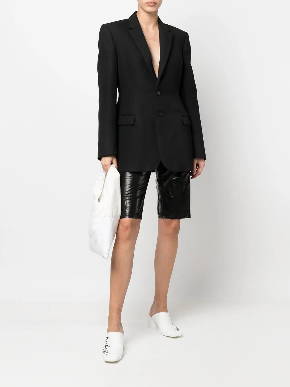 Laminated Straight Denim Shorts