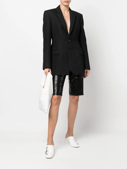 Laminated Straight Denim Shorts