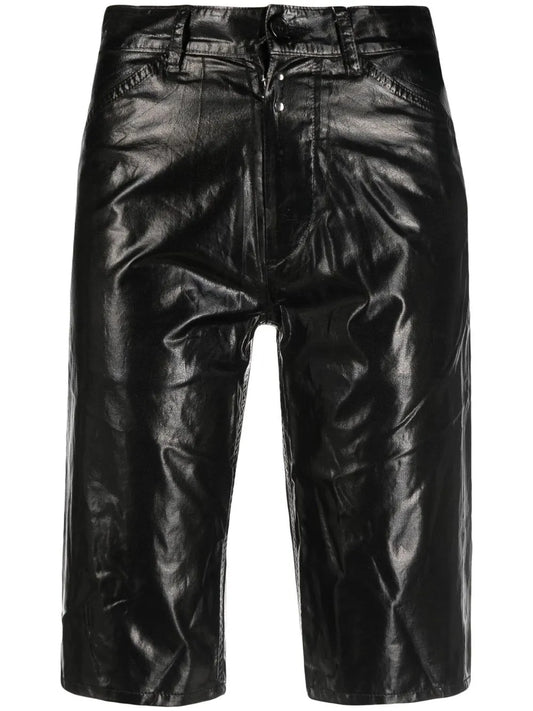 Laminated Straight Denim Shorts