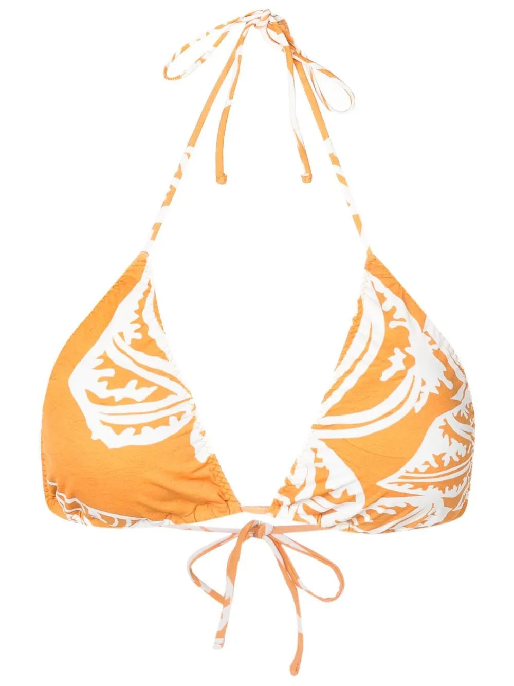 Leaf-Print Halterneck Bikini-Top