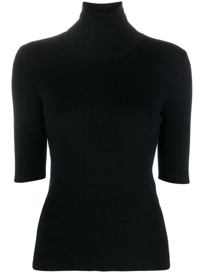 Roll-Neck Fine-Knit Top