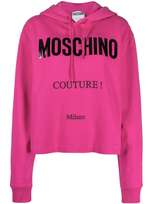 Logo-Print Cropped Hoodie