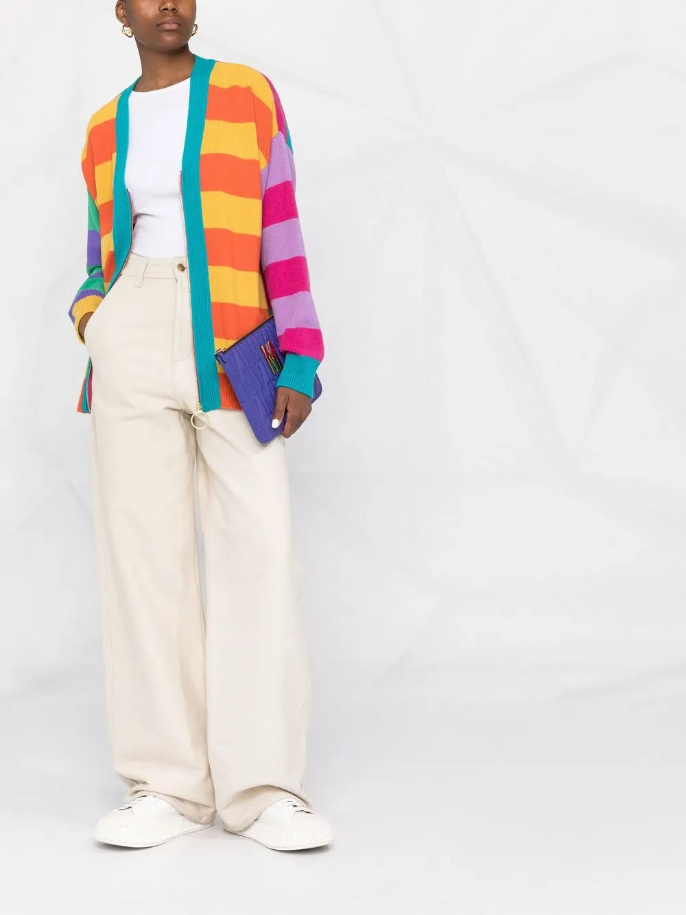 Striped Zip-Up Cardigan