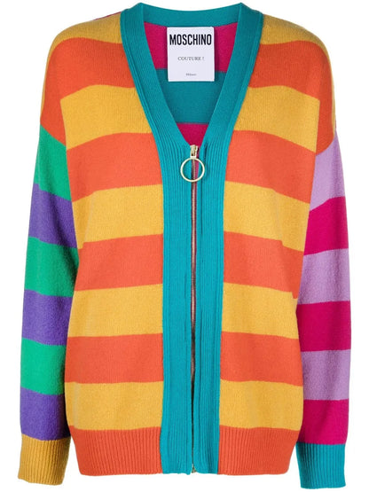 Striped Zip-Up Cardigan