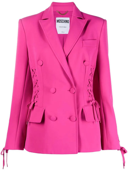 Lace-Detail Button-Front Blazer
