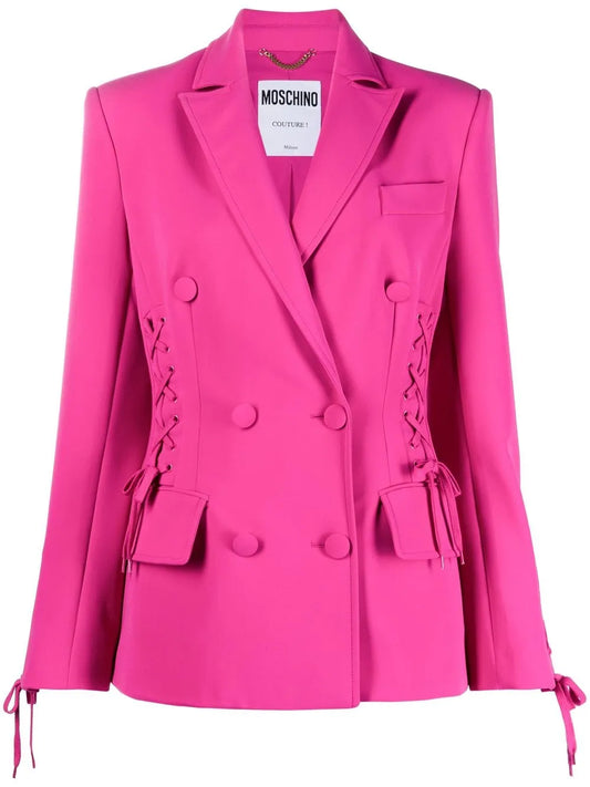 Lace-Detail Button-Front Blazer