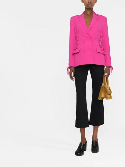 Lace-Detail Button-Front Blazer