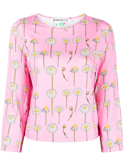 Daisy-Print Round-Neck T-Shirt