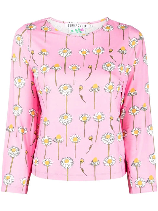 Daisy-Print Round-Neck T-Shirt