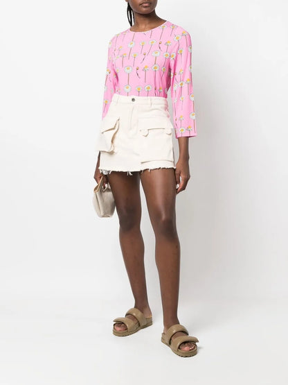 Daisy-Print Round-Neck T-Shirt