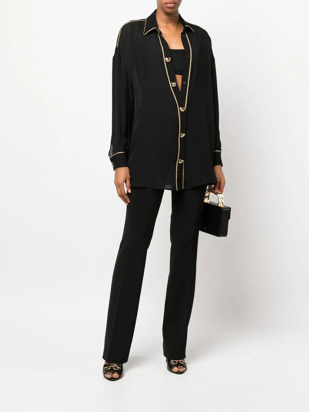 Logo-Button Silk Shirt