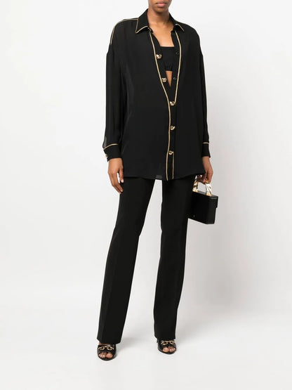 Logo-Button Silk Shirt