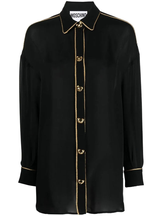 Logo-Button Silk Shirt
