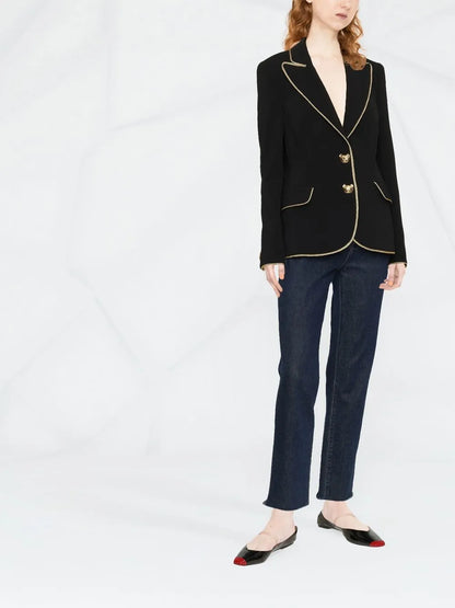 Metallic-Trim Tailored Blazer