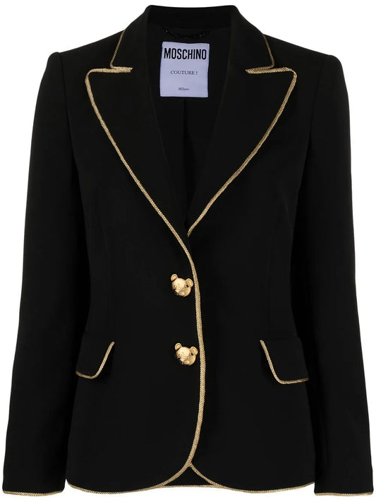 Metallic-Trim Tailored Blazer